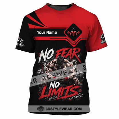 Unisex Shirt - Custom Fitness No Fear No Limits Shirt - T-Shirt / S - T-shirt