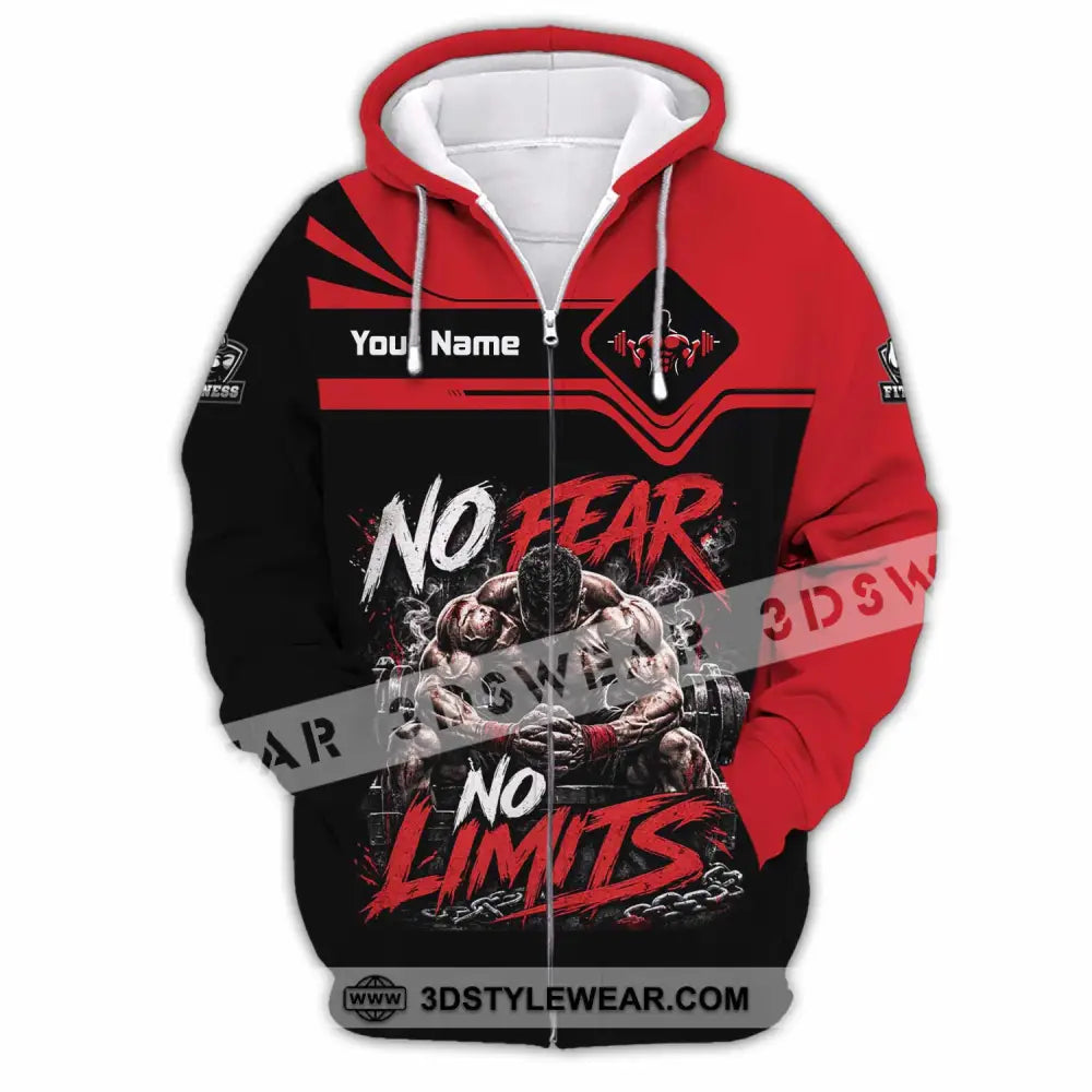 Unisex Shirt - Custom Fitness No Fear No Limits Shirt - Zipper Hoodie / S - T-shirt