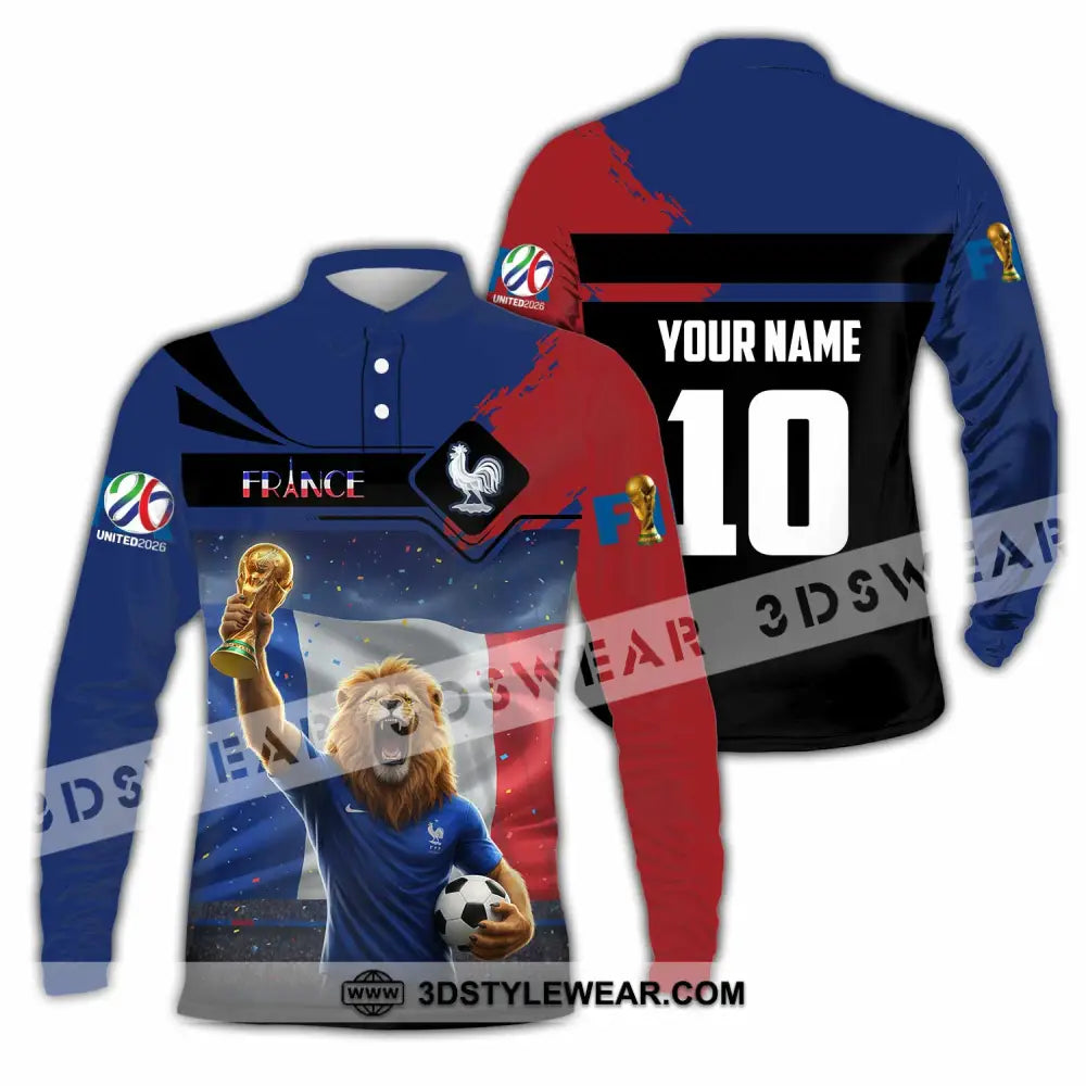 Unisex Shirt - Custom France 3D Shirt Long Sleeve Polo / S T-shirt