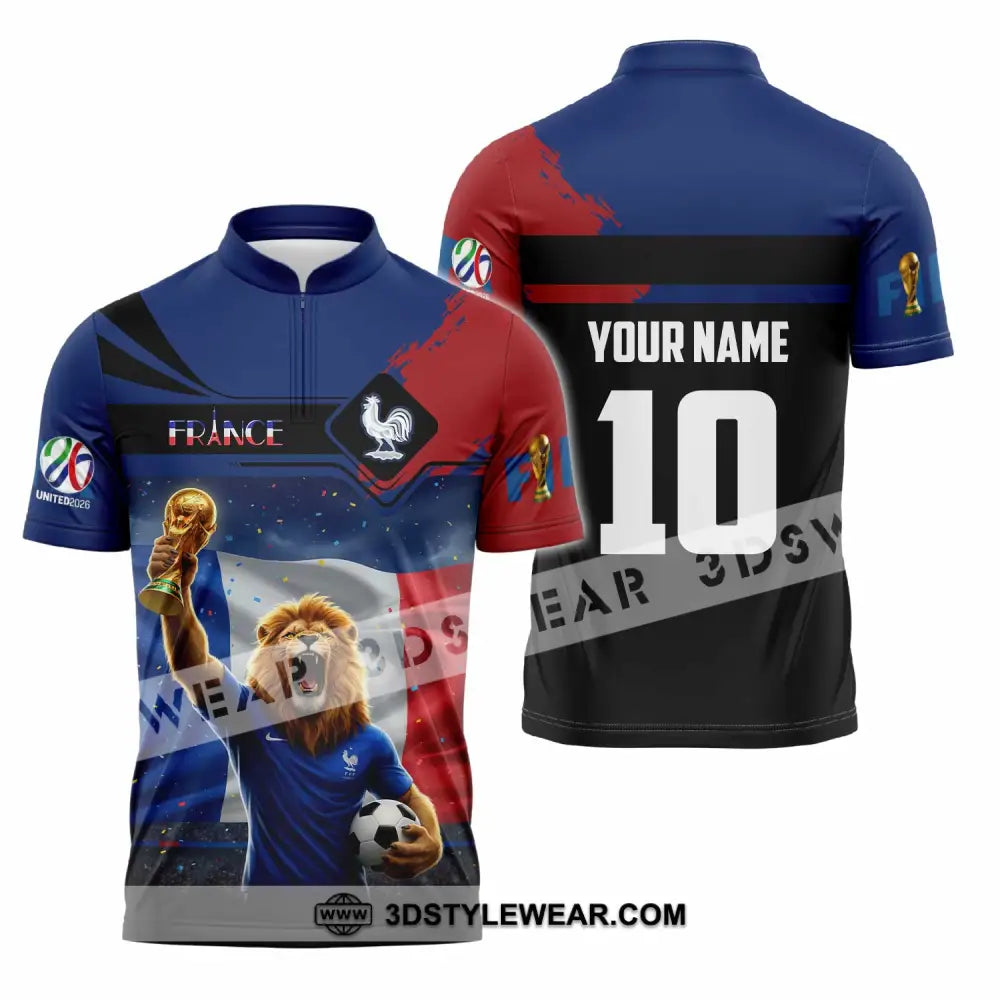 Unisex Shirt - Custom France 3D Shirt Zipper Polo Shirt / S T-shirt