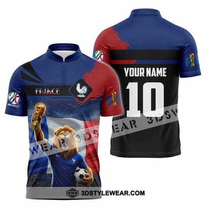 Unisex Shirt - Custom France 3D Shirt Zipper Polo Shirt / S T-shirt