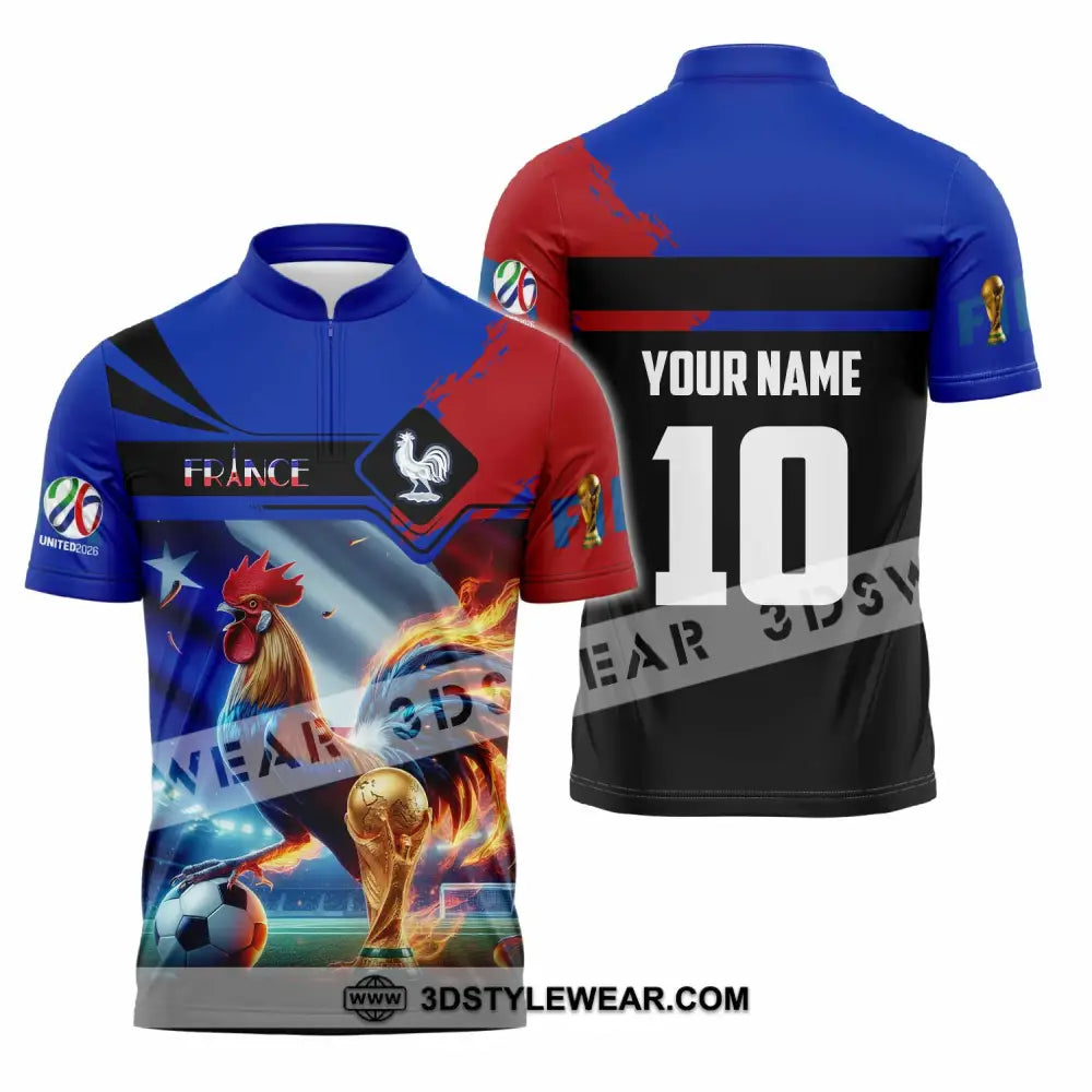 Unisex Shirt - Custom France 3D Shirt Zipper Polo Shirt / S T-shirt