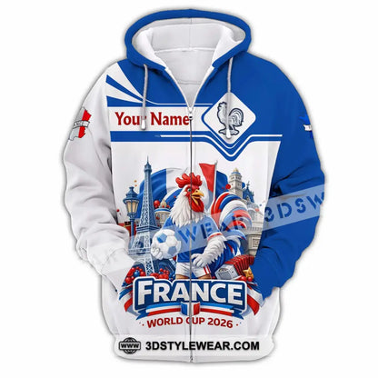Unisex Shirt - Custom France Fifa World Cup 2026 3D Shirt Zipper Hoodie / S T-shirt