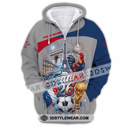 Unisex Shirt - Custom France World Cup 2026 3D Shirt - Zipper Hoodie / S - T-shirt