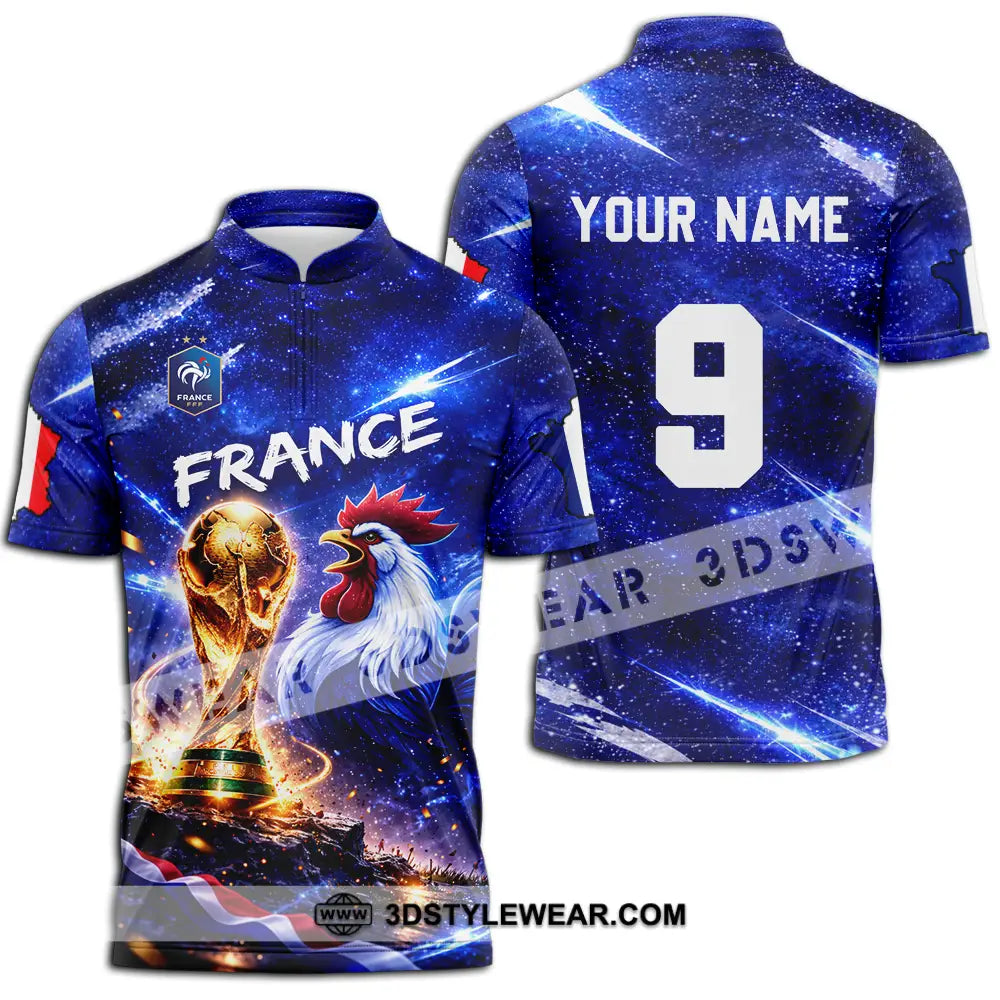 Unisex Shirt - Custom France World Cup 2026 3D Shirt Zipper Polo Shirt / S T-shirt