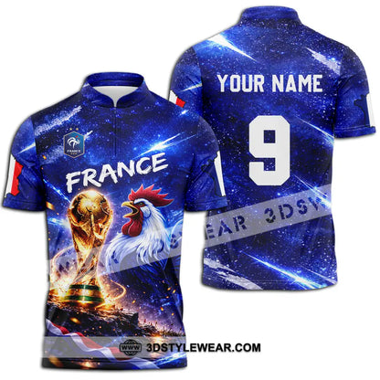 Unisex Shirt - Custom France World Cup 2026 3D Shirt Zipper Polo Shirt / S T-shirt