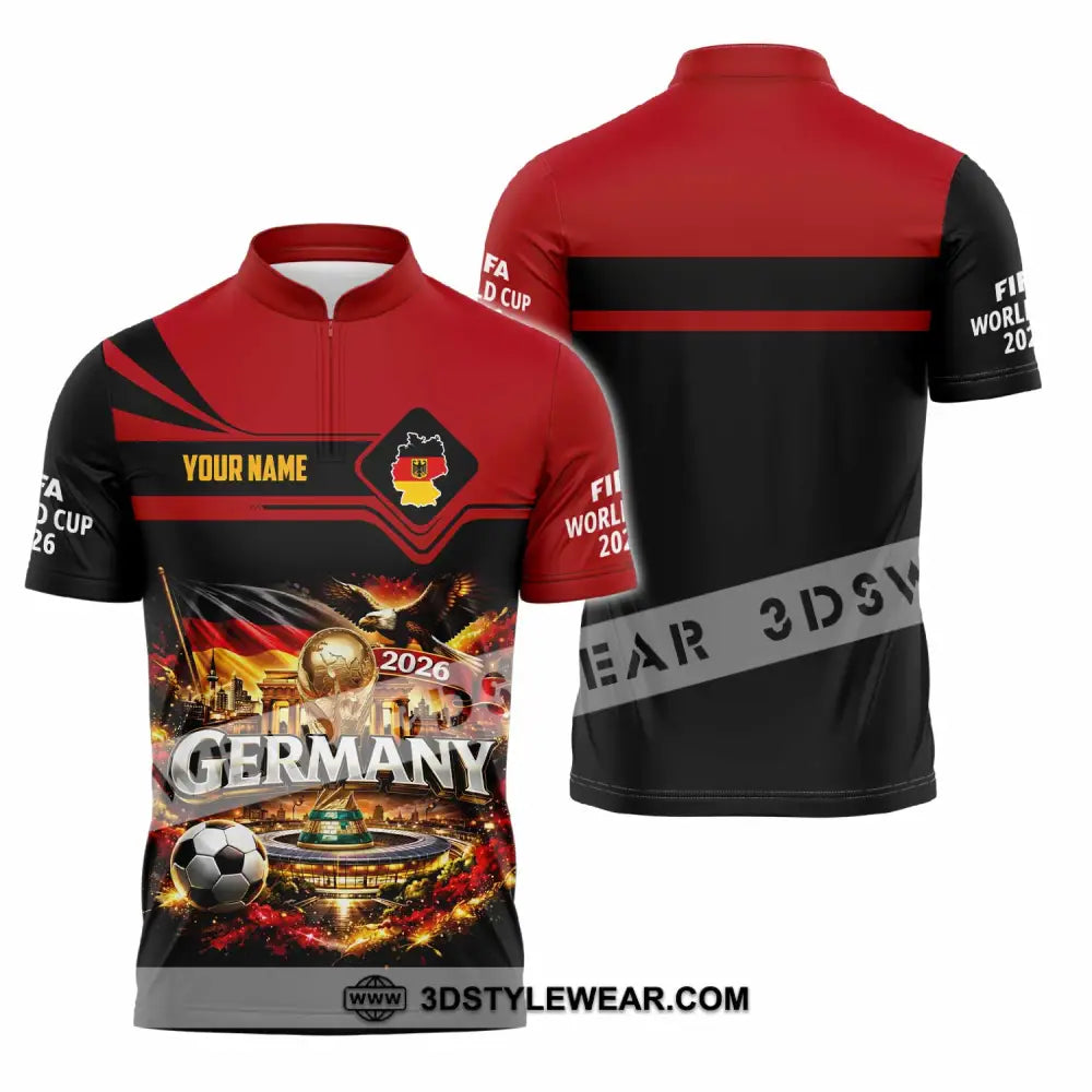 Unisex Shirt - Custom Germany World Cup 2026 3D Shirt Zipper Polo Shirt / S T-shirt