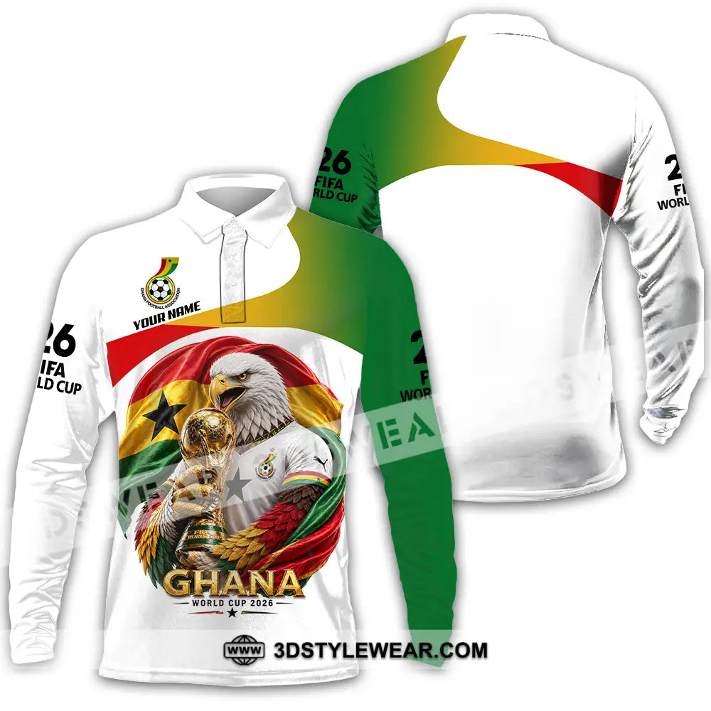Unisex Shirt - Custom Ghana World Cup 2026 3D Shirt - Long Sleeve Polo / S - T-shirt