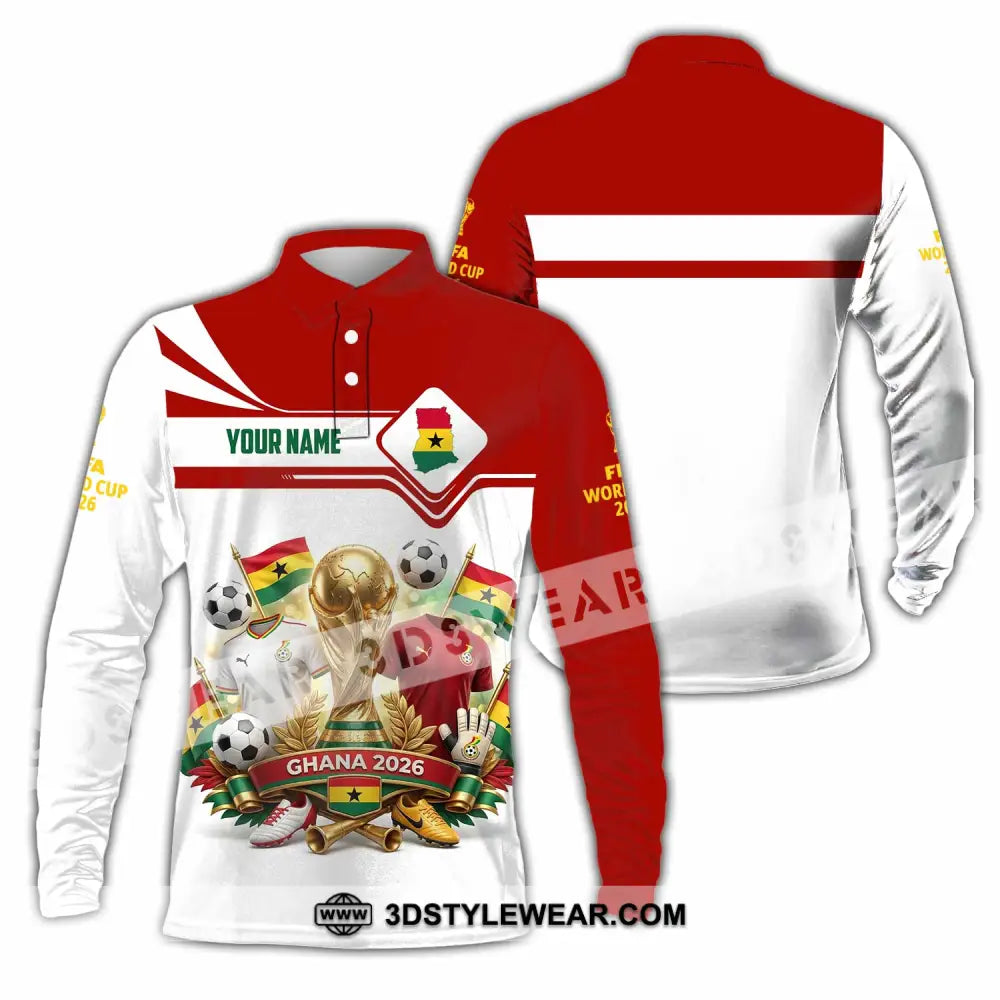 Unisex Shirt - Custom Ghana World Cup 2026 3D Shirt - Long Sleeve Polo / S - T-shirt
