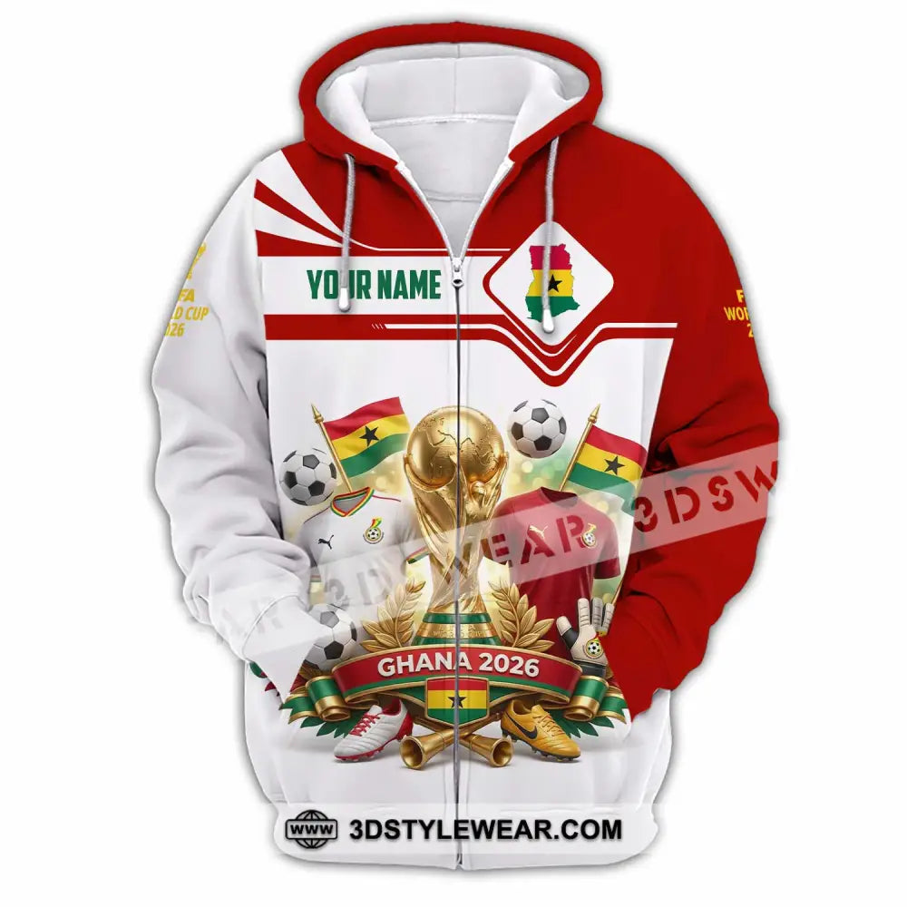 Unisex Shirt - Custom Ghana World Cup 2026 3D Shirt - Zipper Hoodie / S - T-shirt