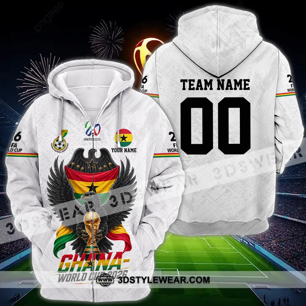 Unisex Shirt - Custom Ghana World Cup 2026 3D Shirt - Zipper Hoodie / S - T-shirt