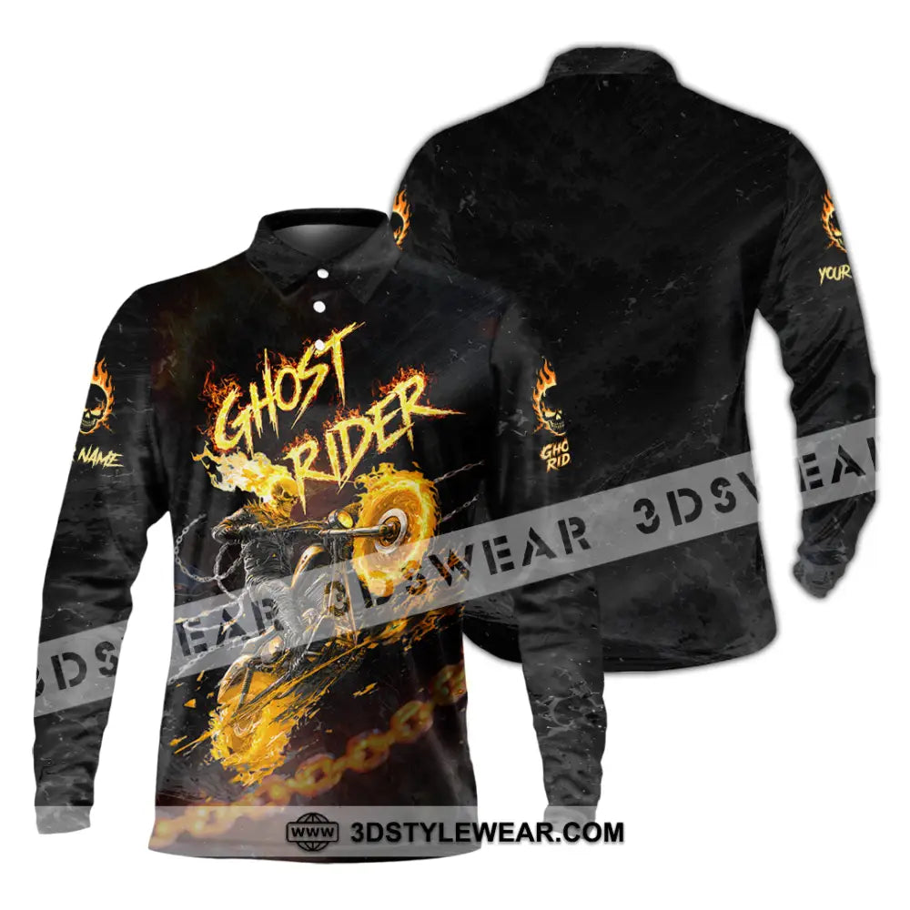 Unisex Shirt - Custom Ghost Rider Shirt - Long Sleeve Polo / S - T-shirt