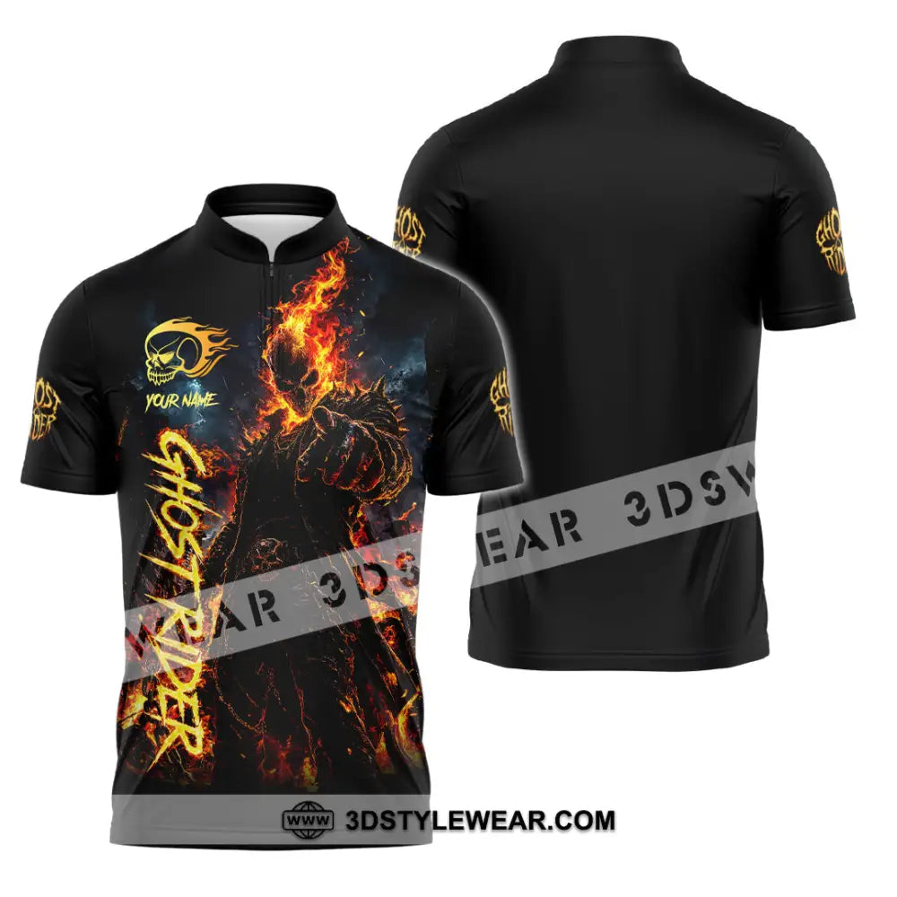 Unisex Shirt - Custom Ghost Rider Shirt - Zipper Polo Shirt / S - T-shirt
