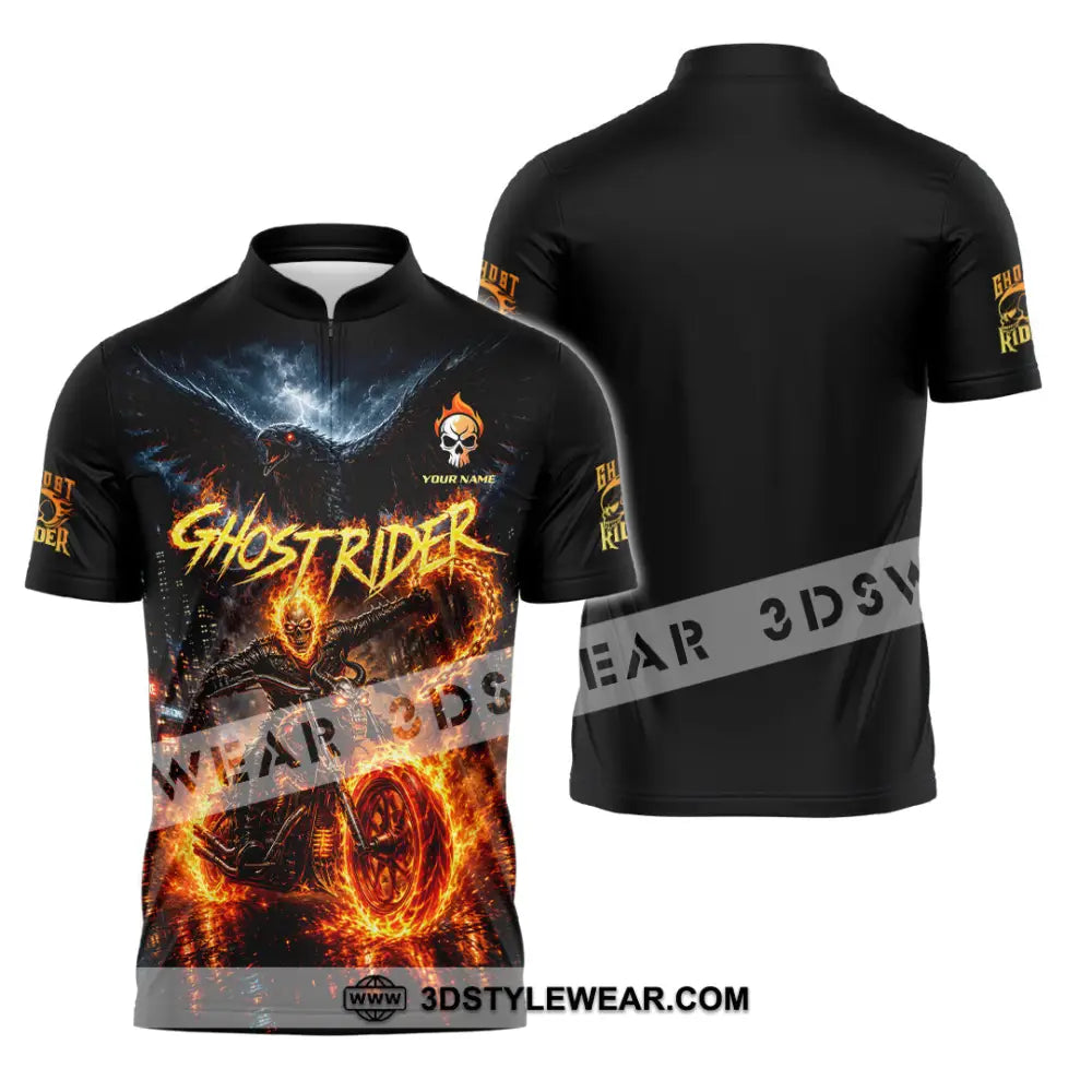 Unisex Shirt - Custom Ghost Rider Shirt - Zipper Polo Shirt / S - T-shirt