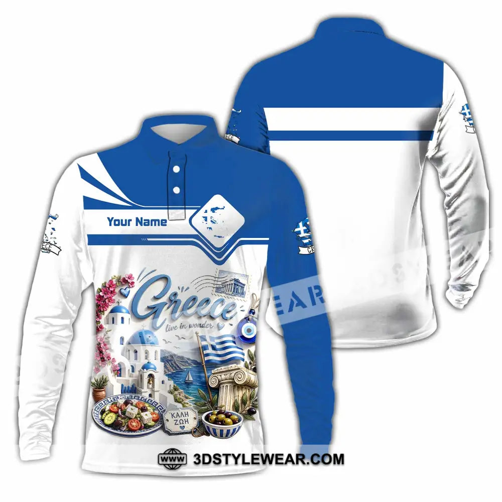 Unisex Shirt - Custom Greece Shirt - Long Sleeve Polo / S - T-shirt