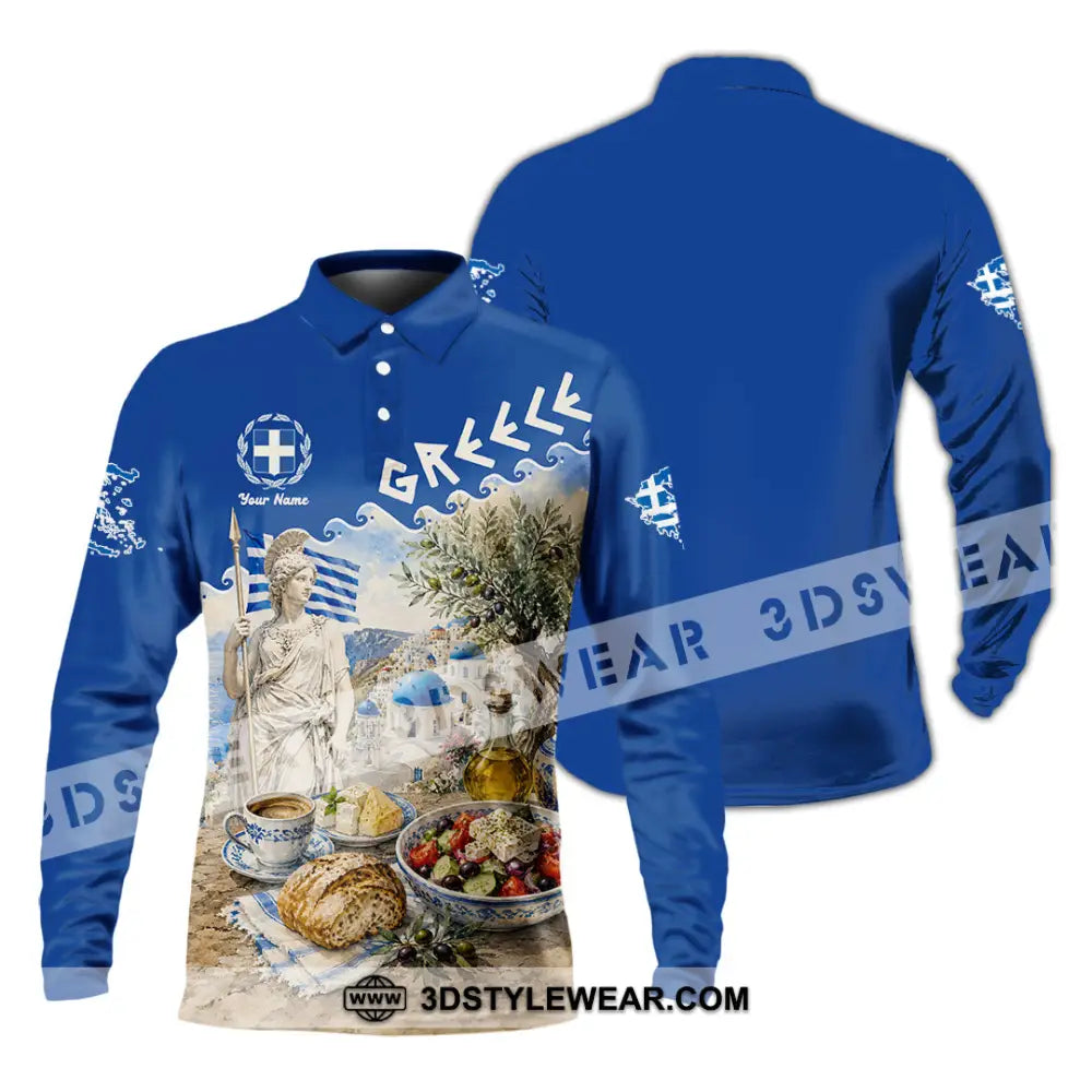 Unisex Shirt - Custom Greece Shirt - Long Sleeve Polo / S - T-shirt