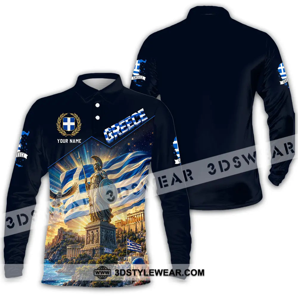 Unisex Shirt - Custom Greece Shirt - Long Sleeve Polo / S - T-shirt