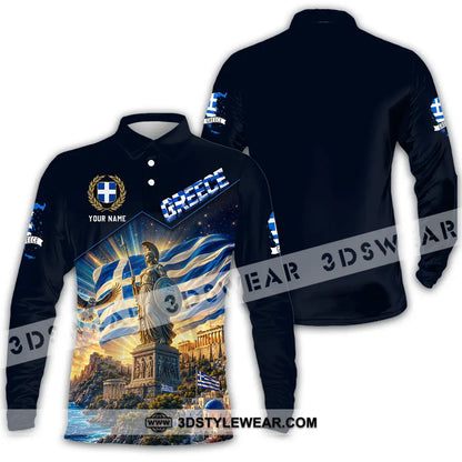 Unisex Shirt - Custom Greece Shirt - Long Sleeve Polo / S - T-shirt