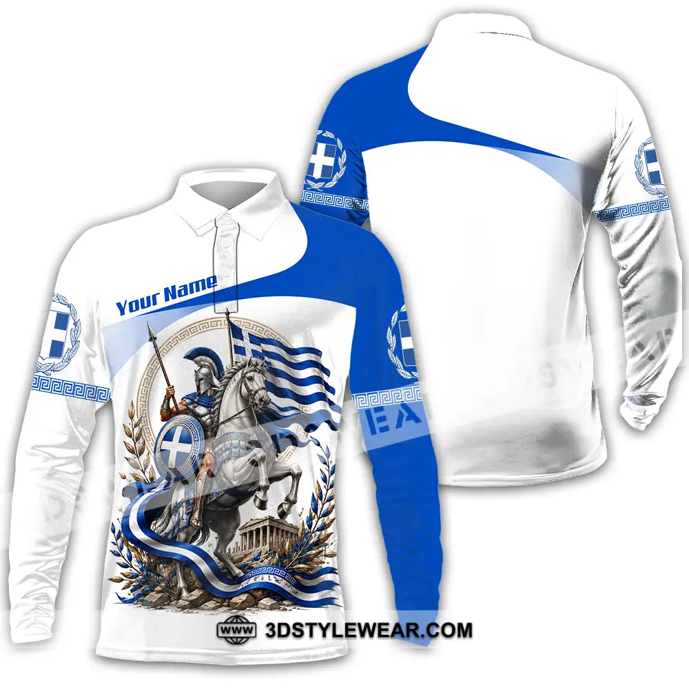 Unisex Shirt - Custom Greece Shirt - Long Sleeve Polo / S - T-shirt