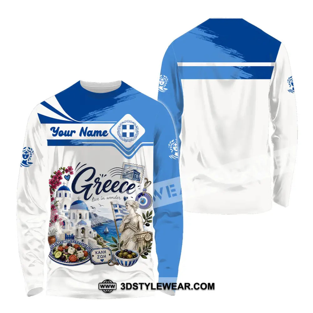 Unisex Shirt - Custom Greece Shirt - Long Sleeve Shirt / S - T-shirt