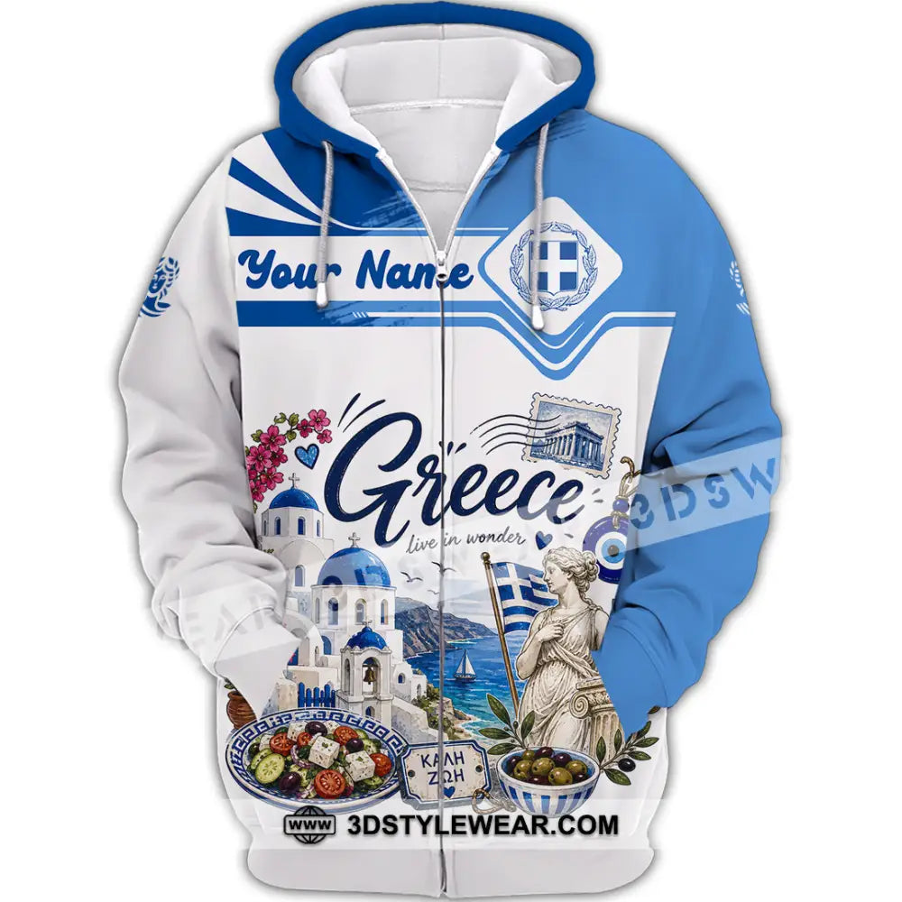Unisex Shirt - Custom Greece Shirt - Zipper Hoodie / S - T-shirt