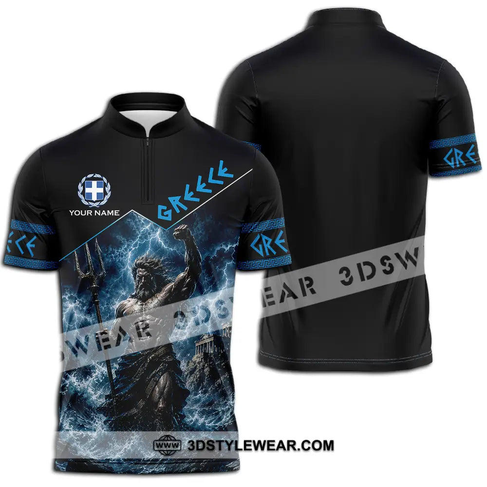 Unisex Shirt - Custom Greece Shirt - Zipper Polo Shirt / S - T-shirt