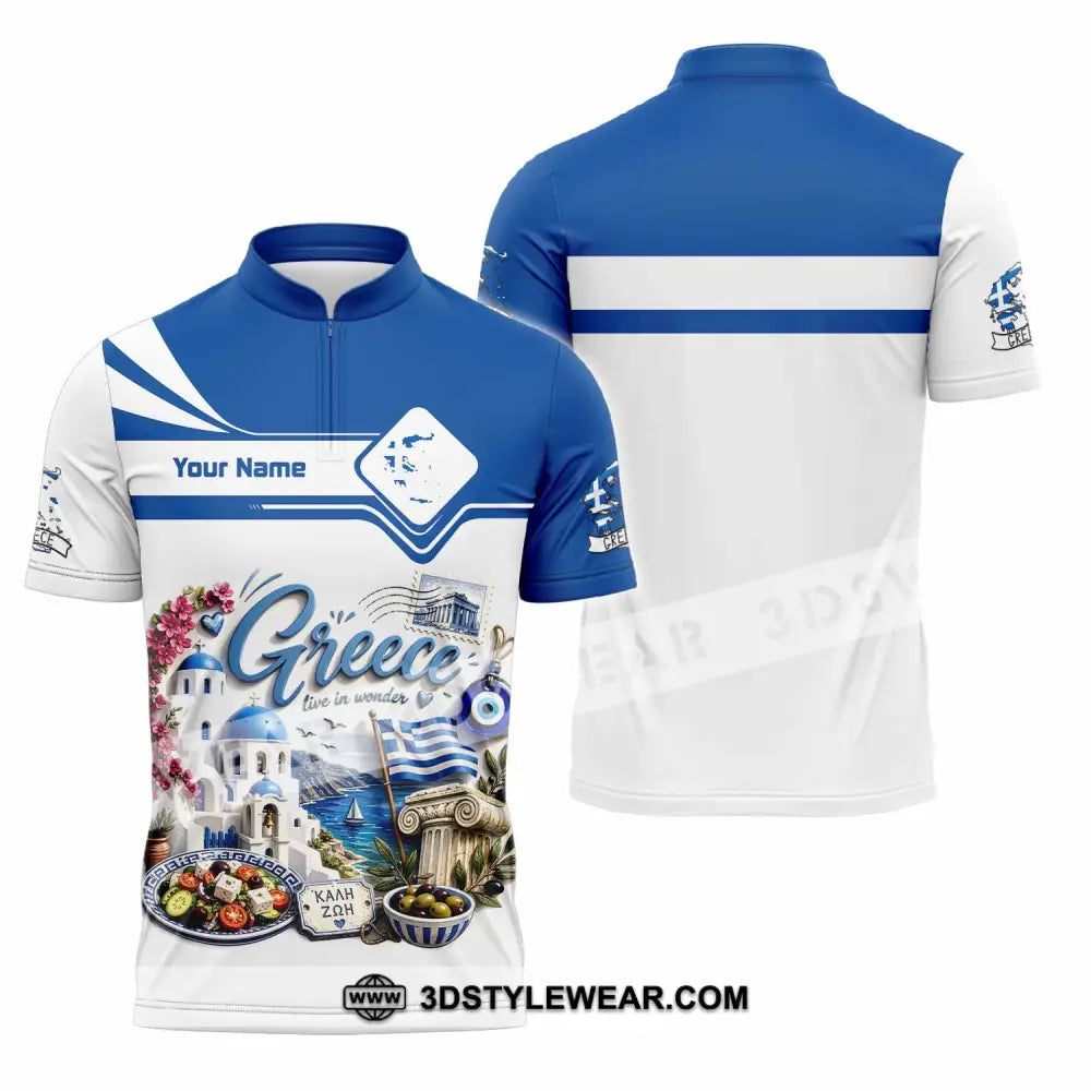 Unisex Shirt - Custom Greece Shirt - Zipper Polo Shirt / S - T-shirt