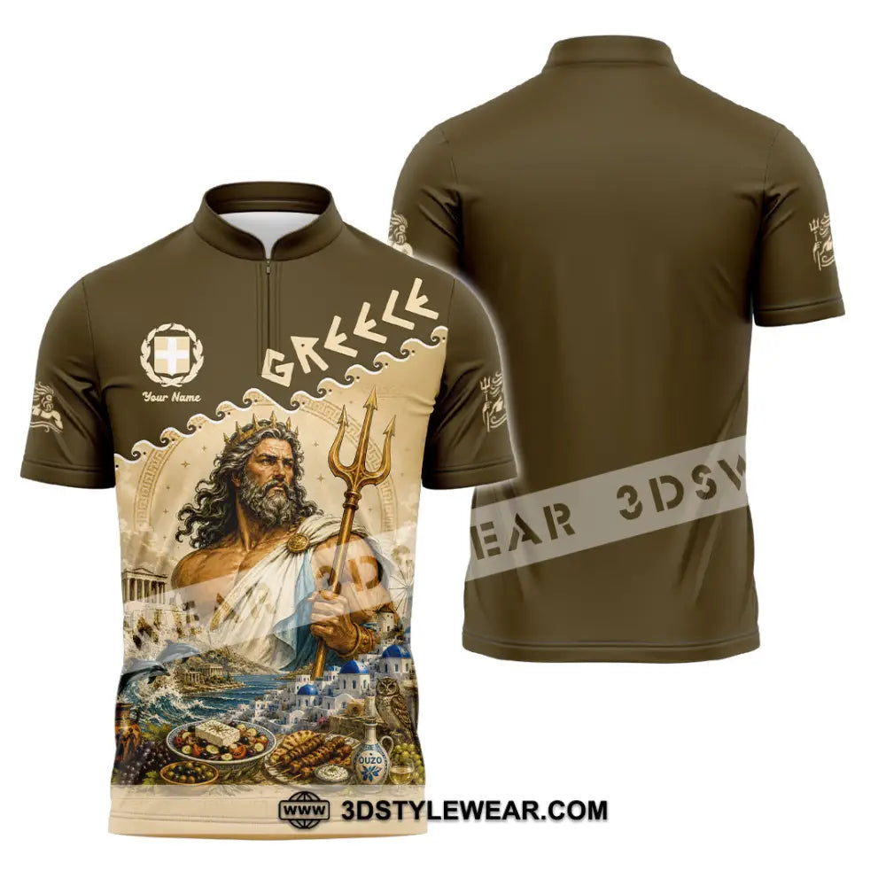 Unisex Shirt - Custom Greece Shirt - Zipper Polo Shirt / S - T-shirt