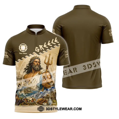 Unisex Shirt - Custom Greece Shirt - Zipper Polo Shirt / S - T-shirt
