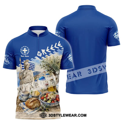Unisex Shirt - Custom Greece Shirt - Zipper Polo Shirt / S - T-shirt