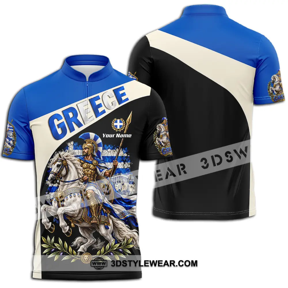 Unisex Shirt - Custom Greece Shirt - Zipper Polo Shirt / S - T-shirt