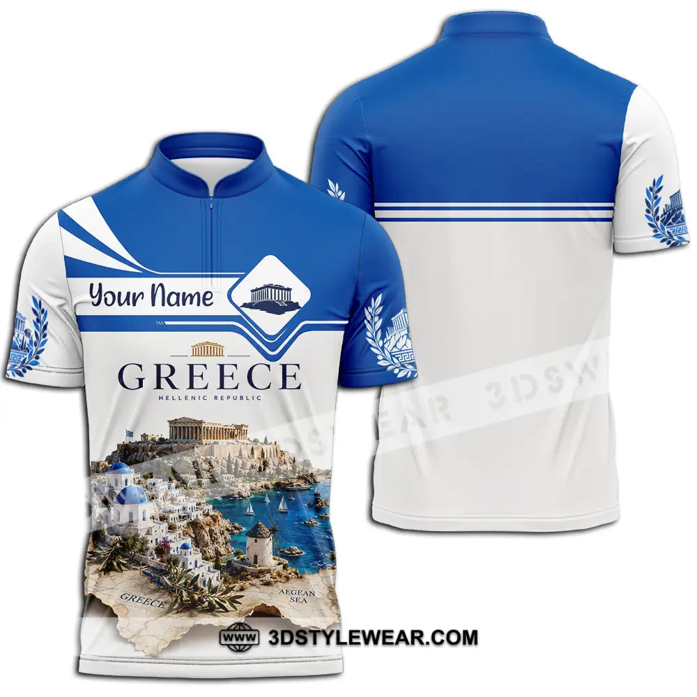Unisex Shirt - Custom Greece Shirt - Zipper Polo Shirt / S - T-shirt