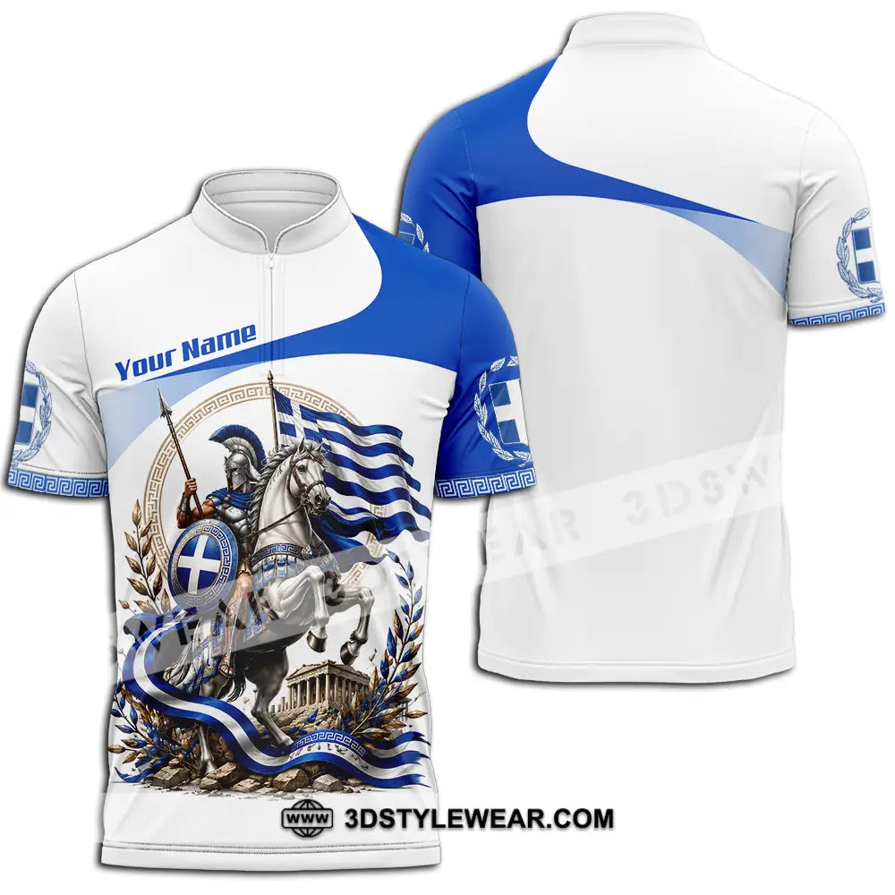 Unisex Shirt - Custom Greece Shirt - Zipper Polo Shirt / S - T-shirt