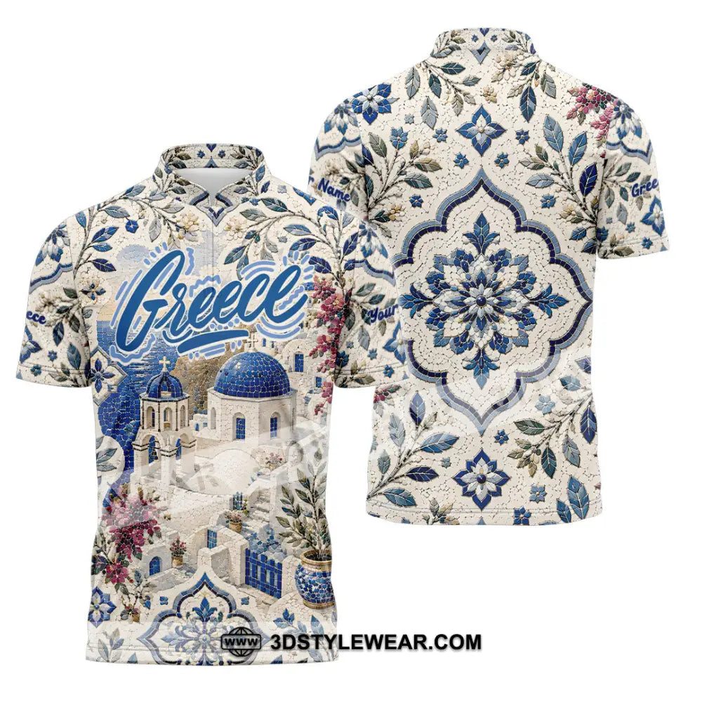 Unisex Shirt - Custom Greece Shirt - Zipper Polo Shirt / S - T-shirt