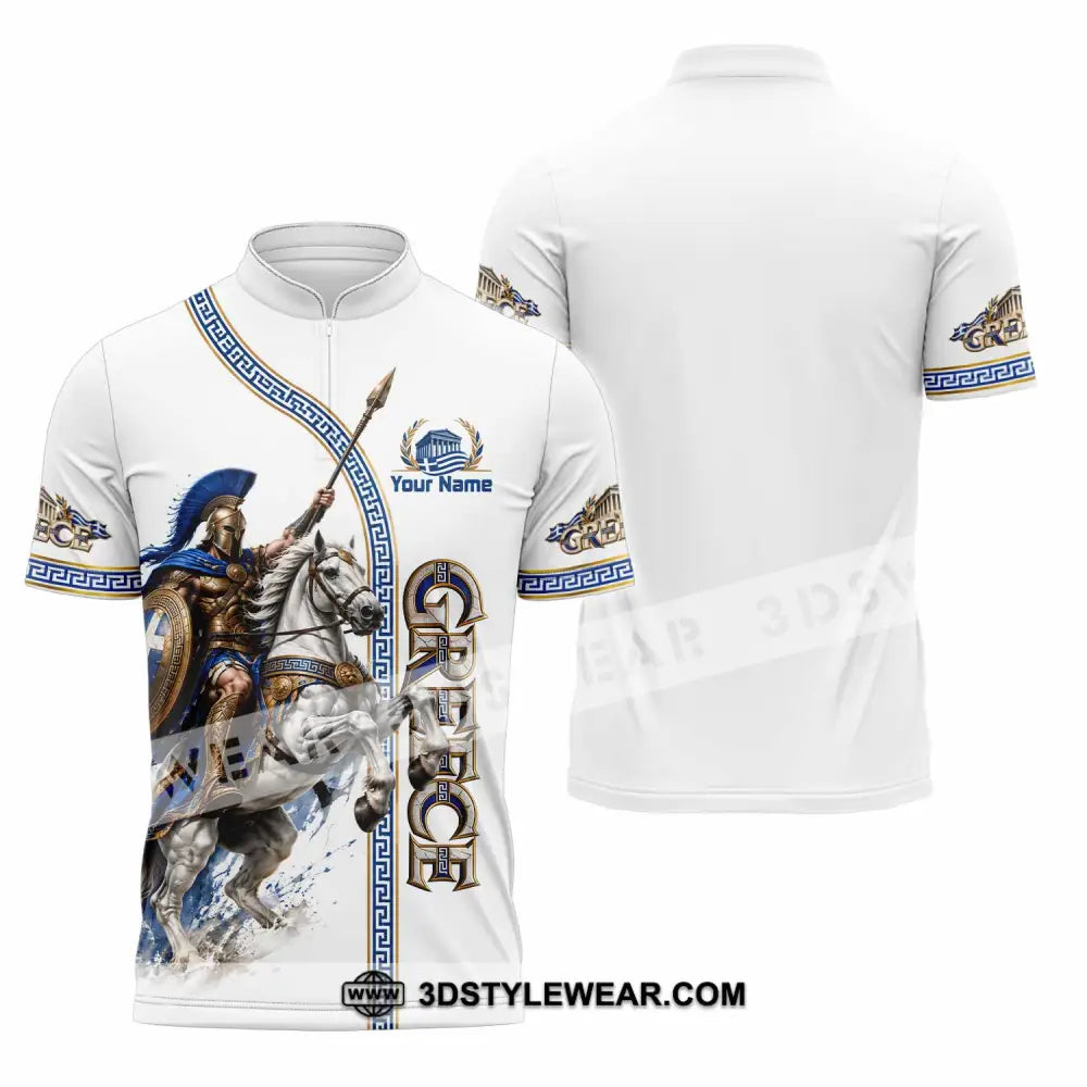 Unisex Shirt - Custom Greece Shirt - Zipper Polo Shirt / S - T-shirt