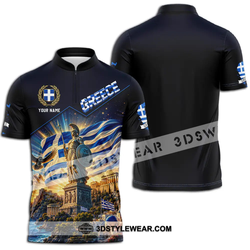 Unisex Shirt - Custom Greece Shirt - Zipper Polo Shirt / S - T-shirt