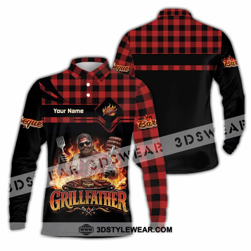 Unisex Shirt - Custom Grillfather Shirt - Long Sleeve Polo / S - T-shirt
