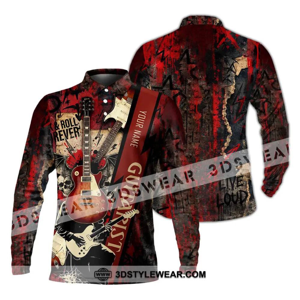 Unisex Shirt - Custom Guitarist Shirt - Long Sleeve Polo / S - T-shirt