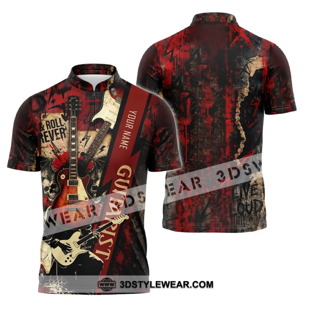 Unisex Shirt - Custom Guitarist Shirt - Zipper Polo Shirt / S - T-shirt