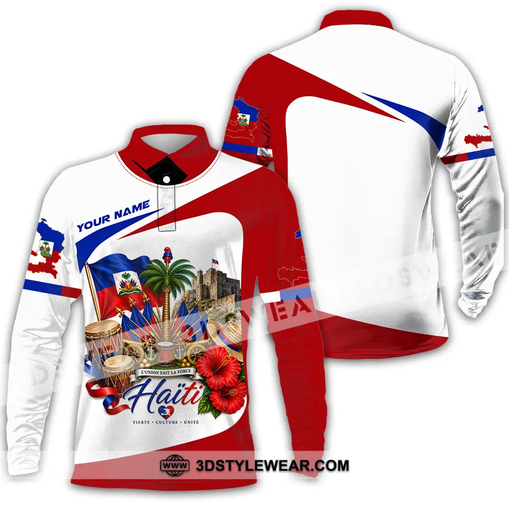 Unisex Shirt - Custom Haiti Shirt - Long Sleeve Polo / S - T-shirt