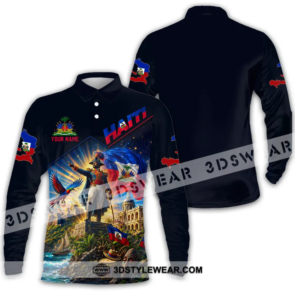 Unisex Shirt - Custom Haiti Shirt - Long Sleeve Polo / S - T-shirt