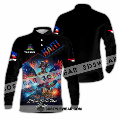Unisex Shirt - Custom Haiti L’Union Fait La Force Shirt - Long Sleeve Polo / S - T-shirt