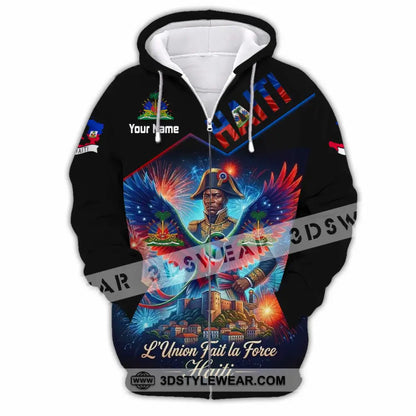 Unisex Shirt - Custom Haiti L’Union Fait La Force Shirt - Zipper Hoodie / S - T-shirt