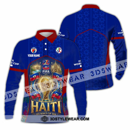 Unisex Shirt - Custom Haiti World Cup 2026 Shirt - Long Sleeve Polo / S - T-shirt
