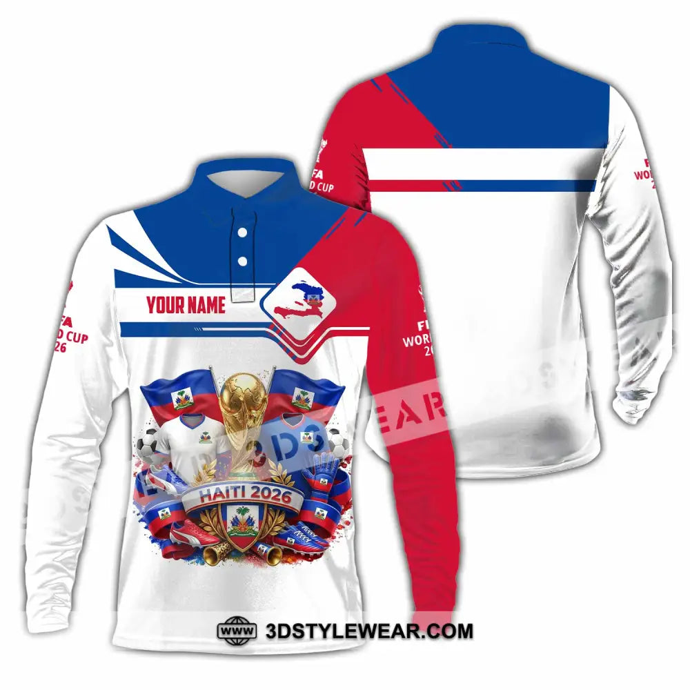 Unisex Shirt - Custom Haiti World Cup 2026 Shirt - Long Sleeve Polo / S - T-shirt