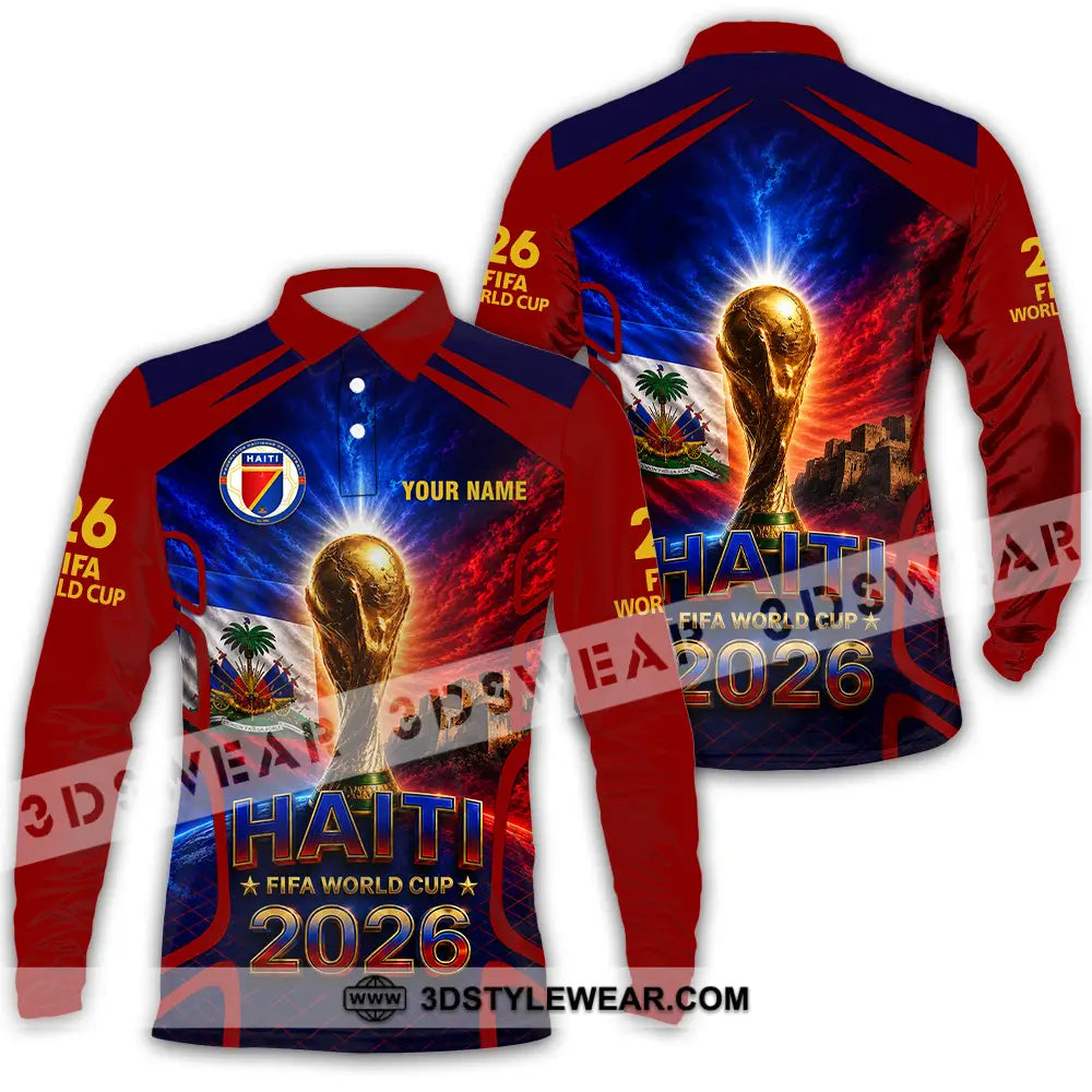 Unisex Shirt - Custom Haiti World Cup 2026 Shirt - Long Sleeve Polo / S - T-shirt