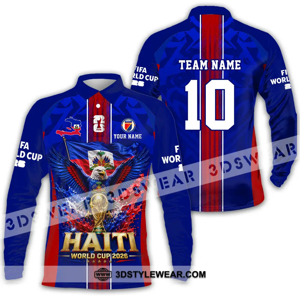 Unisex Shirt - Custom Haiti World Cup 2026 Shirt - Long Sleeve Polo / S - T-shirt