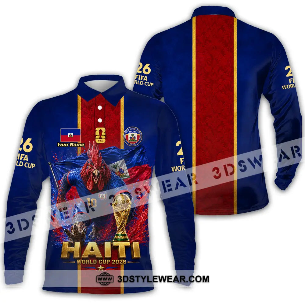 Unisex Shirt - Custom Haiti World Cup 2026 Shirt - Long Sleeve Polo / S - T-shirt