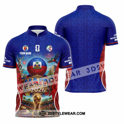 Unisex Shirt - Custom Haiti World Cup 2026 Shirt - Zipper Polo Shirt / S - T-shirt
