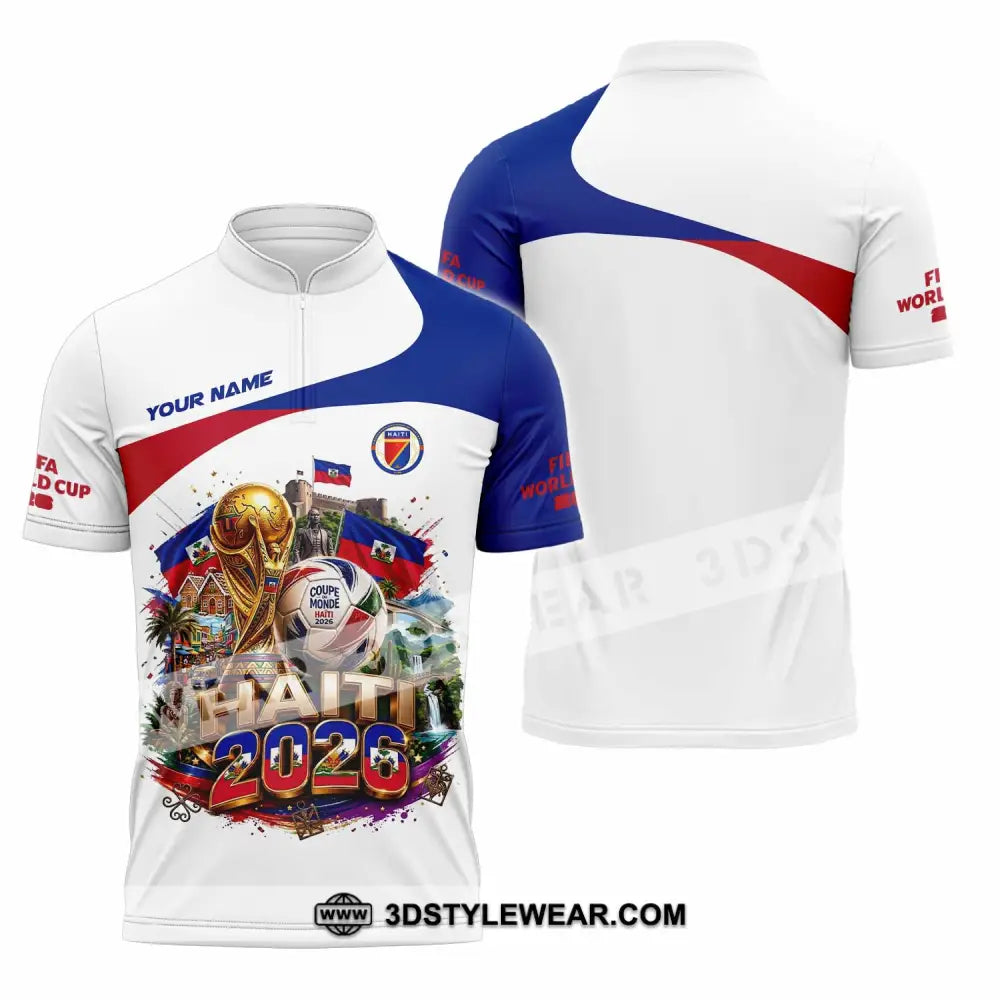 Unisex Shirt - Custom Haiti World Cup 2026 Shirt - Zipper Polo Shirt / S - T-shirt